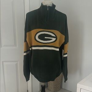 Super Cool Vintage Green Bay Packers Green and Yellow Sweater